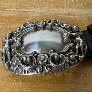 Vintage 90s Brighton Black Cherub Leather Belt Faux Croc Women S Y2K